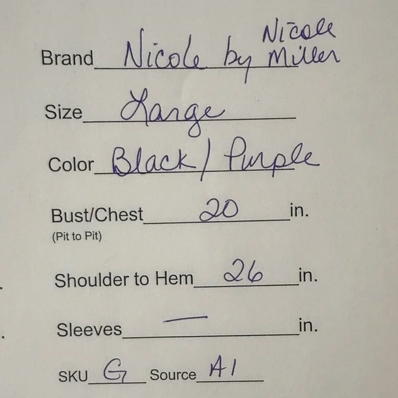 Nicole by Nicole Miller Black Purple Abstract Sleeveless Blouse L - Picture 9 of 9